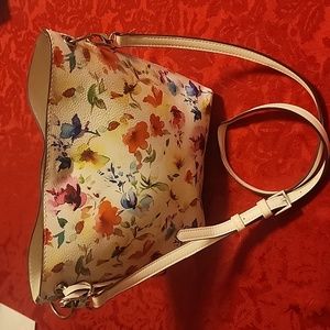 Carlos Santana Floral Purse White Shoulder Bag